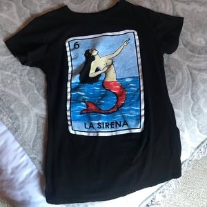 Lotería Sirena/Mermaid Black Tee